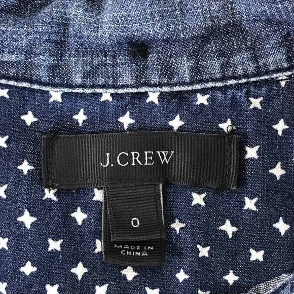 J. Crew Keeper Chambray Shirt Women's Size 0 Star Dot 100% Cotton Casual - Picture 10 of 12